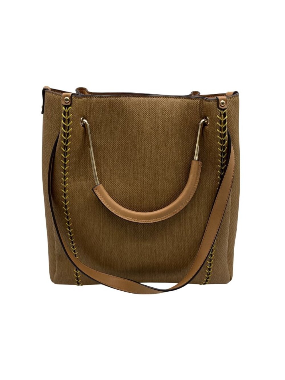 Sondra Roberts Light Brown Faux Leather Tote Bag